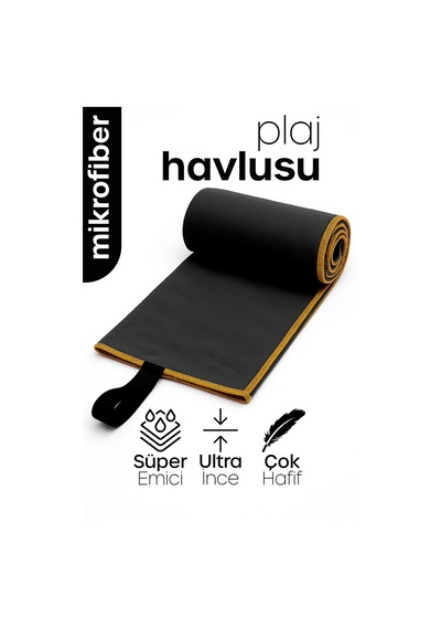 Unisex Mikrofiber Plaj Havlusu 80x130 Cm Yumuşak Dokulu Deniz Banyo Sporcu Havlusu Large Boy Siyah