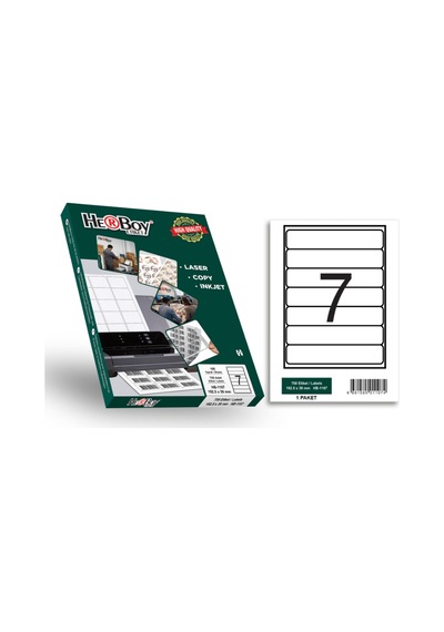 Herboy Hb-1107 192,5 X 39 Mm A4 Baskılı Laser Etiket 100 Adet