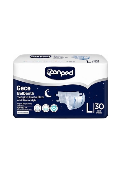 Canped Yetişkin Bezi Bel Bantlı Gece Night L -büyük -large 60 Adt