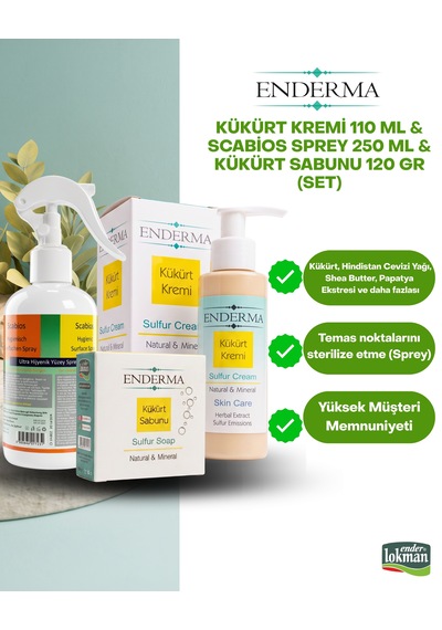 Kükürt Kremi 110ml+scabios Sprey 250ml+enderma Kükürt Sabunu 120gr Set