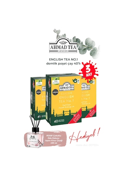 English Tea No.1 Demlik Poşet Çay 40'lı 3 Paket Ve Oda Kokusu