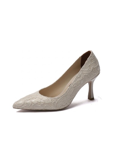 Kuum London K70-4777 Bej Ökçeli 7 Cm Kadın Abiye Ayakkabı