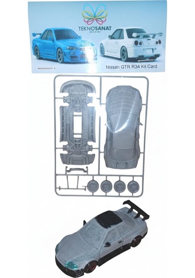 Teknosanat 3d Baskı Nissan Gtr R34 Model Maket Kiti - Stem Eğitici Kit Card Dıy