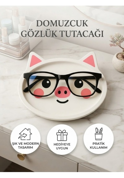 Sevimli Domuzcuk Tasarımlı Gözlük Tutucu Ve Çok Amaçlı Organizer