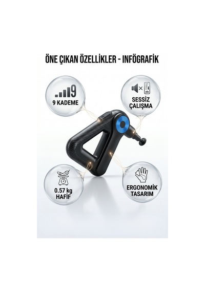 Sl-8891 Mini Üçgen Masaj Tabancası Siyah