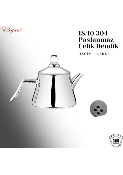Alya Orta Boy Çelik Kulplu Çaydanlık Takımı Çelik