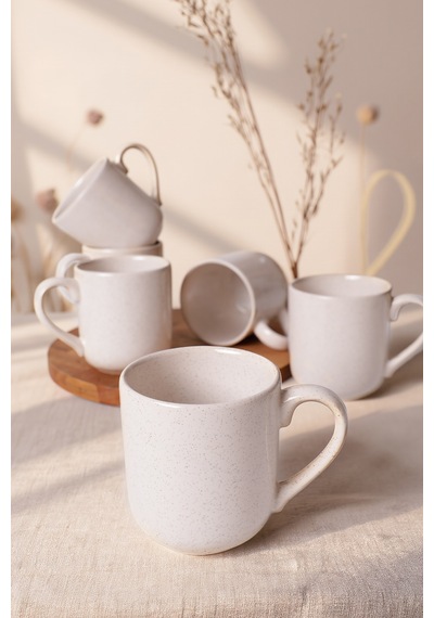Keramika Reaktif Krem Parion Kupa 10 Cm 6 Adet Q59