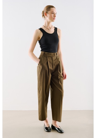 Manuka Gabardin Straıght Pileli Pantolon Haki Aw26pnt00004-09