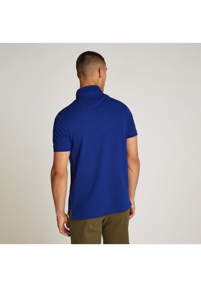 Tommy Hilfiger Erkek Dokuma Polo Yaka Kısa Kol Günlük Mavi T-shirt-15689