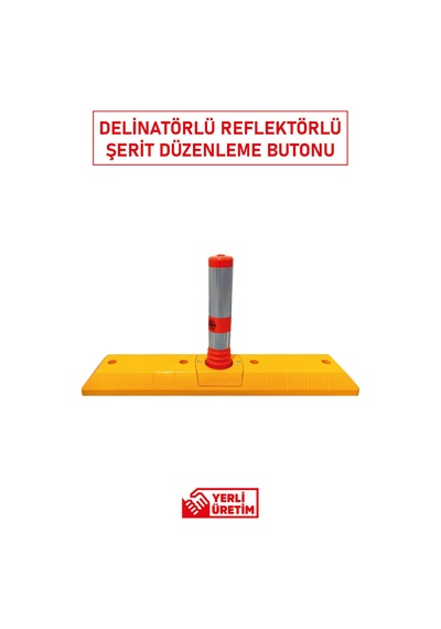 12218 Ub R Delinatörlü Şerit Düzenleme Butonu 45 Cm Reflektörlü Ve Esnek Trafik Butonu