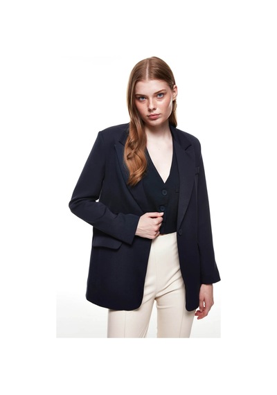 Quzu Lacivert Kadın Blazer Ceket 50873