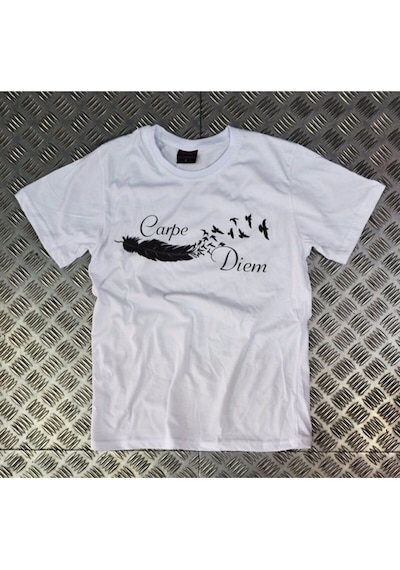 Stoned&Fame Unisex Beyaz Carpe Dıem Baskılı T-shirt Beyaz