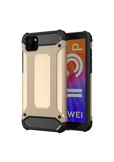 Kilifone - Huawei Uyumlu Y5p - Kılıf Çift Katman Zırh Tank Crash Military Kapak - Gold
