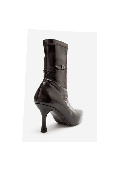 Luvi Shoes Andora Kahverengi Kırışık Rugan Kadın Topuklu Bot