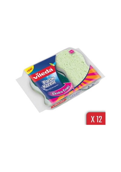 Vileda Parlak Konfor Oluklu Bulaşık Süngeri 12 x 2'li