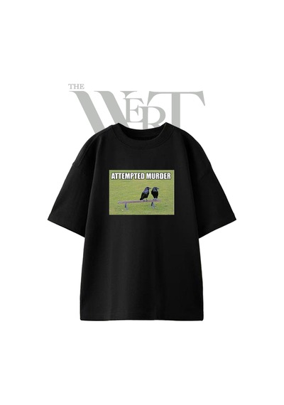 Thewert Attempted Murder Meme Tasarım Baskılı Ünisex Siyah Oversize T-shirt
