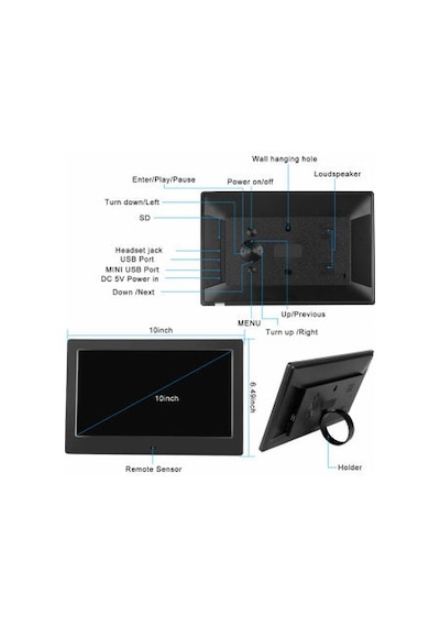 Blueinter 10'' LCD Ekran Dijital Fotoğraf Çerçevesi + Mp3