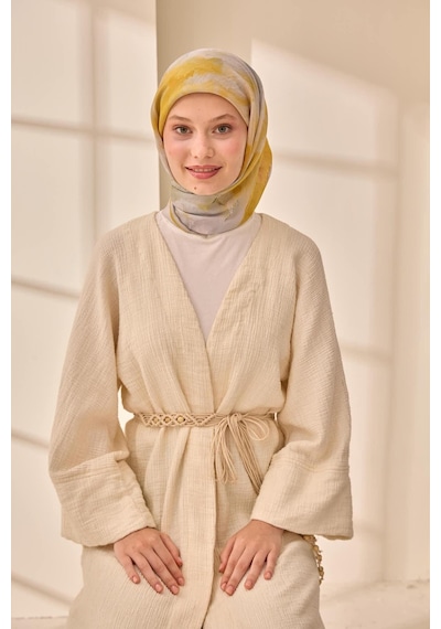 Silk Home Olinda İpek Eşarp 47004-07 Gri, Sarı, Yeşil, Koyu Yeşil, Yanık Sarı