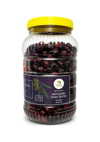 Bahçe Piladar Gurme Serisi Yuvarlama Siyah Zeytin 1 No 200-220 Dane 1900 Gr