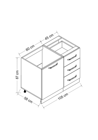 Minar 105 Cm Mutfak Dolabı Beyaz 105-b1-alt Modül