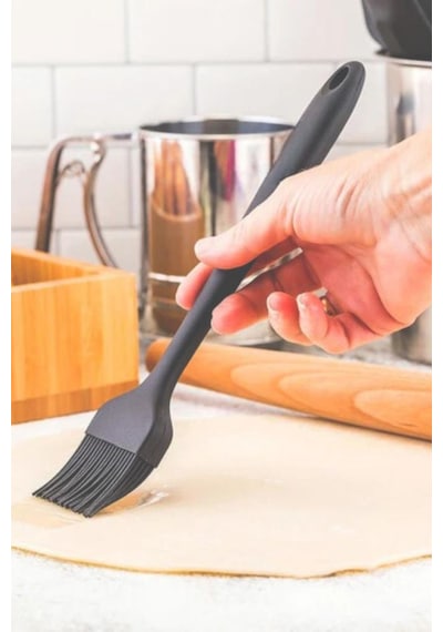Silicolife Yumurta Fırçası, Isıya Dayanıklı Yanmaz Yapışmaz Tek Parça Silikon Fırça 21cm Antrasit