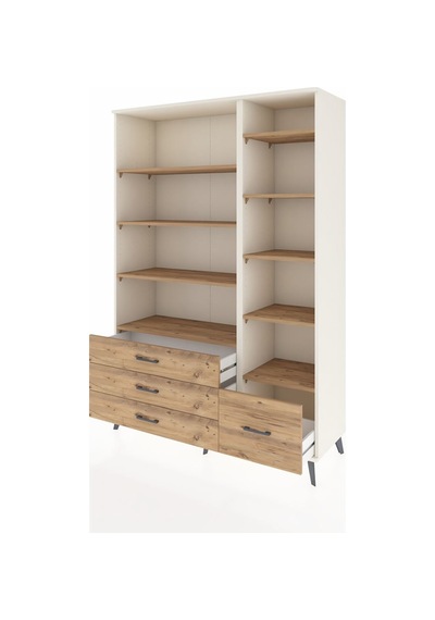 Hyperion Dolap 9 Raflı 4 Çekmeceli 132x44x195 Aytaşı-çam/çam Aytaşı