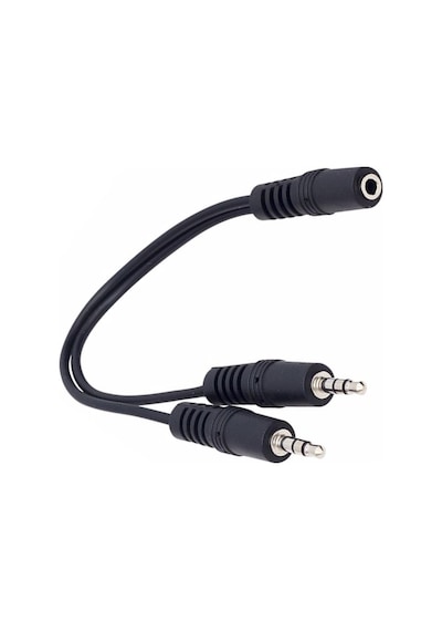 3.5 Mm Stereo Dişi-2 3.5 Mm Stereo Erkek 20 Cm Y Kablo