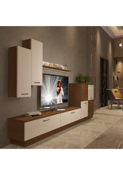 Decoraktiv Eko 6b Slm Std Tv Ünitesi Tv Sehpası - Ceviz Beyaz Ahşap - Beyaz