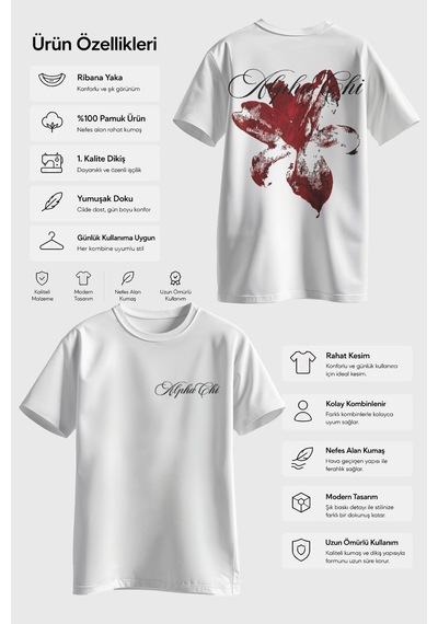 Spoyi Aloha Butterfly Tasarımlı %100 Pamuk Yarım Oversize Beyaz T-shirt