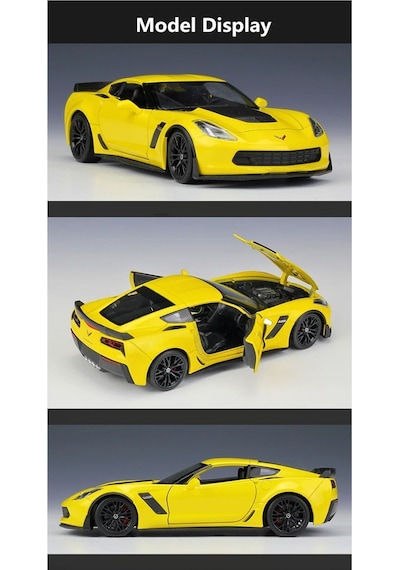 Chevyrolet Corvette Z06 1/24 Sarı Renk Model Araba Koleksiyon