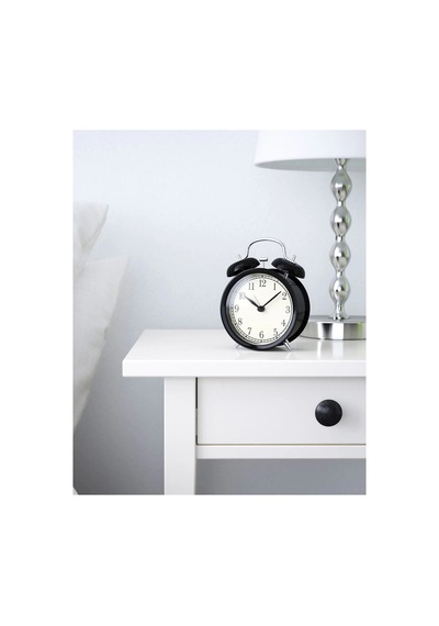 Kaliteli Nostaljik Çalar Saat Çap 10 Cm İkea Masa Saati Siyah Renk Yükseklik 14 Cm Çelik Saat Siyah - 714610093 Siyah