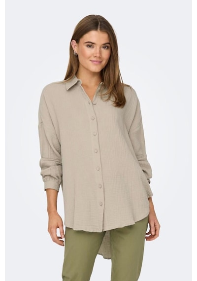 Only 15267998 Onlthyra Oversızed Shırt Noos Wvn Ss Kadın Gömlek Oxford Tan