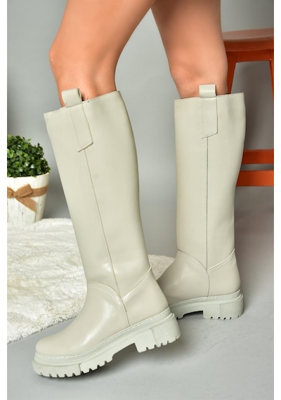 Fox Shoes R973201109 Gri Kalın Tabanlı Kadın Çizme Gri