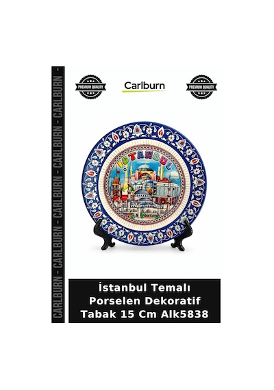 Özel Üretim Hediyelik Hatıra Şehir Koleksiyon İstanbul Temalı Porselen Dekoratif Tabak 15 Cm Alk5838