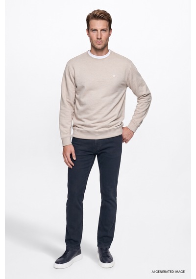 Wrangler Pamuklu Selanik Regular Fit Erkek Sweatshirt W2620080500 Bej