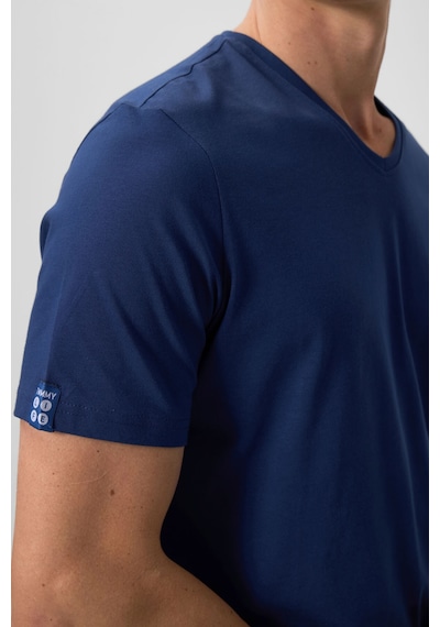 Tommy Life İndigo Basic Kısa Kol Standart Kalıp V Yaka Erkek T-shirt - 87912 Indıgo