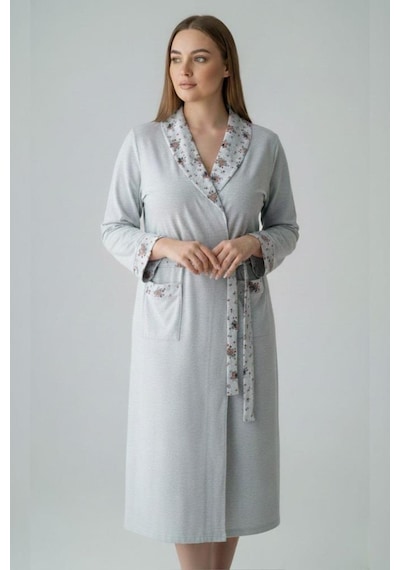 Mecit Pijama Mecit 6311 Mavi Kadın Büyük Beden Uzun Kollu Sabahlık Mavi