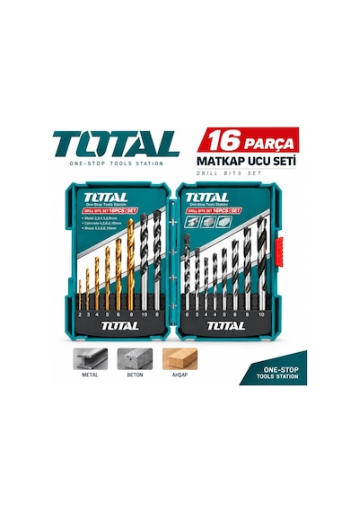 Total 16parça Karışık Matkap Ucu Seti