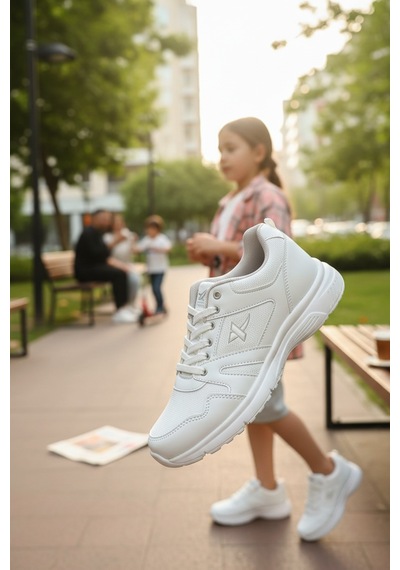 Enoch Unisex Yüksek Tabanlı Bağcıklı Yürüyüş Ve Koşu Spor Ayakkabı Günlük Sneaker Beyaz