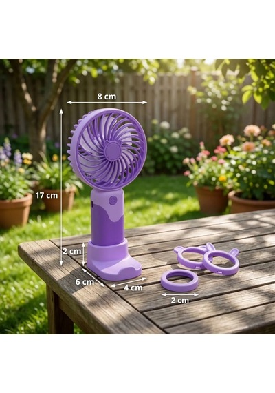 3 Kademeli Masaüstü Ve El Fanı Telefon Tutuculu, 3 Farklı Değiştirilebilir Halka Tasarımlı Mini Fan Mzl37a