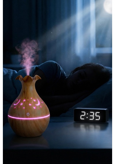 Ahşap Görünümlü Aroma Difüzör 130 Ml Ultrasonik Soğuk Buhar Sessiz Rgb Led Otomatik