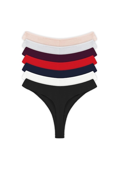 Cottonhill Basic Pamuklu Kadın Tanga Külot 7'li Paket Renkli-7