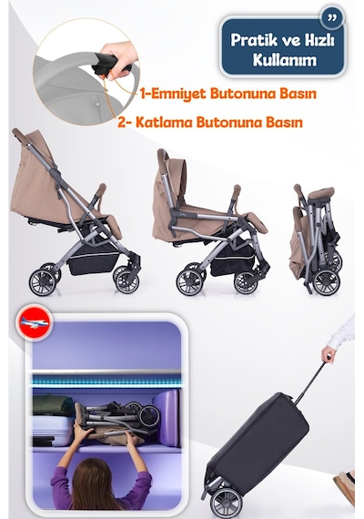 Prego Lotus Pro Kabin Boy Travel Bebek Arabası -tek Elle Katlanır-hafif -uv Tenteli -yağmurluk-örtü-kılıf