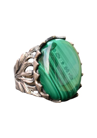 Doğal Malakit Taşlı Yüzük, 925 Ayar Gümüş Yüzük Gümüş
