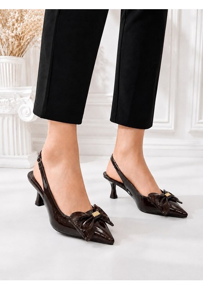 Dabab Shoes Kamıla Kadın Acı Kahve Fiyonk Detaylı Rugan Sivri Burun Slingback 7 Cm İnce Topuklu Ayakkabı Kahverengi Dabab Shoes Kamıla Kadın Acı Kahve Fiyonk Detaylı Rugan Sivri Burun Slingback 7 Cm İnce Topuklu Ayakkabı Kahverengi