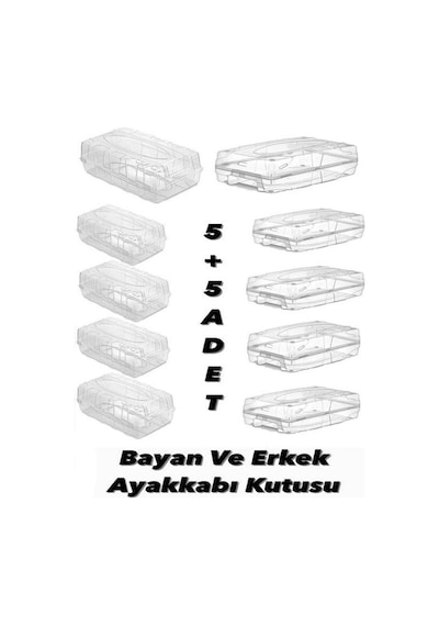 5 5 Erkek Ve Kadın Ayakkabı Saklama Kutusu Seti 5'er Bay -