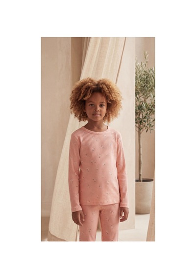 Katia&bony Kız Çocuk Çiçek Desenli Pijama Takımı Pembe Pembe