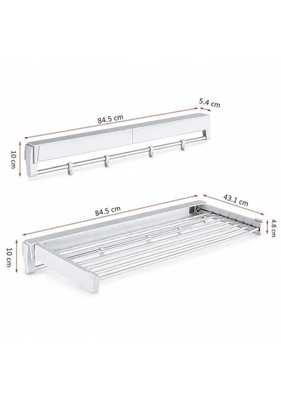 Sunup Sn-37717 Katlanabilir Çamaşır Askılığı Duvara Monte Gizli Balkon Akordeon Kurutma Beyaz