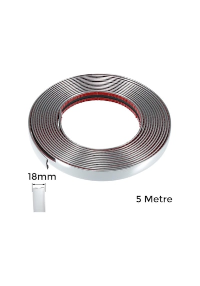 Yapışkanlı Nikelaj Bant Şerit Çıta Krom 18mm 5 Metre