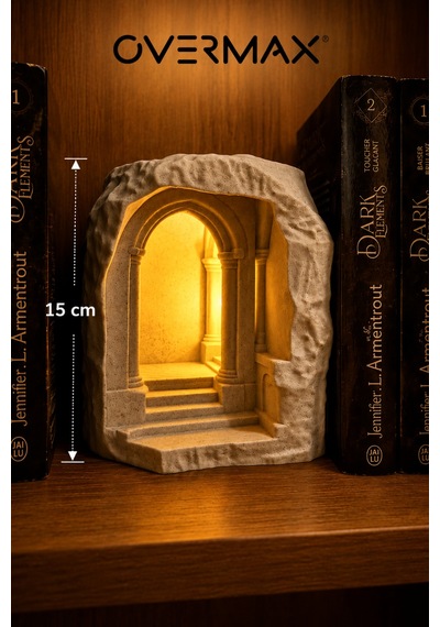 Işıklı Dekoratif Kitaplık Süsü 15 Cm Taş Kemer Ve Merdiven Tasarımlı Kitap Arası Dekor Model-2 - 917360375